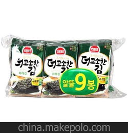 韩国食品 思潮海牌青海苔紫苏籽油味45g烤青紫菜5g 9进口零食批发